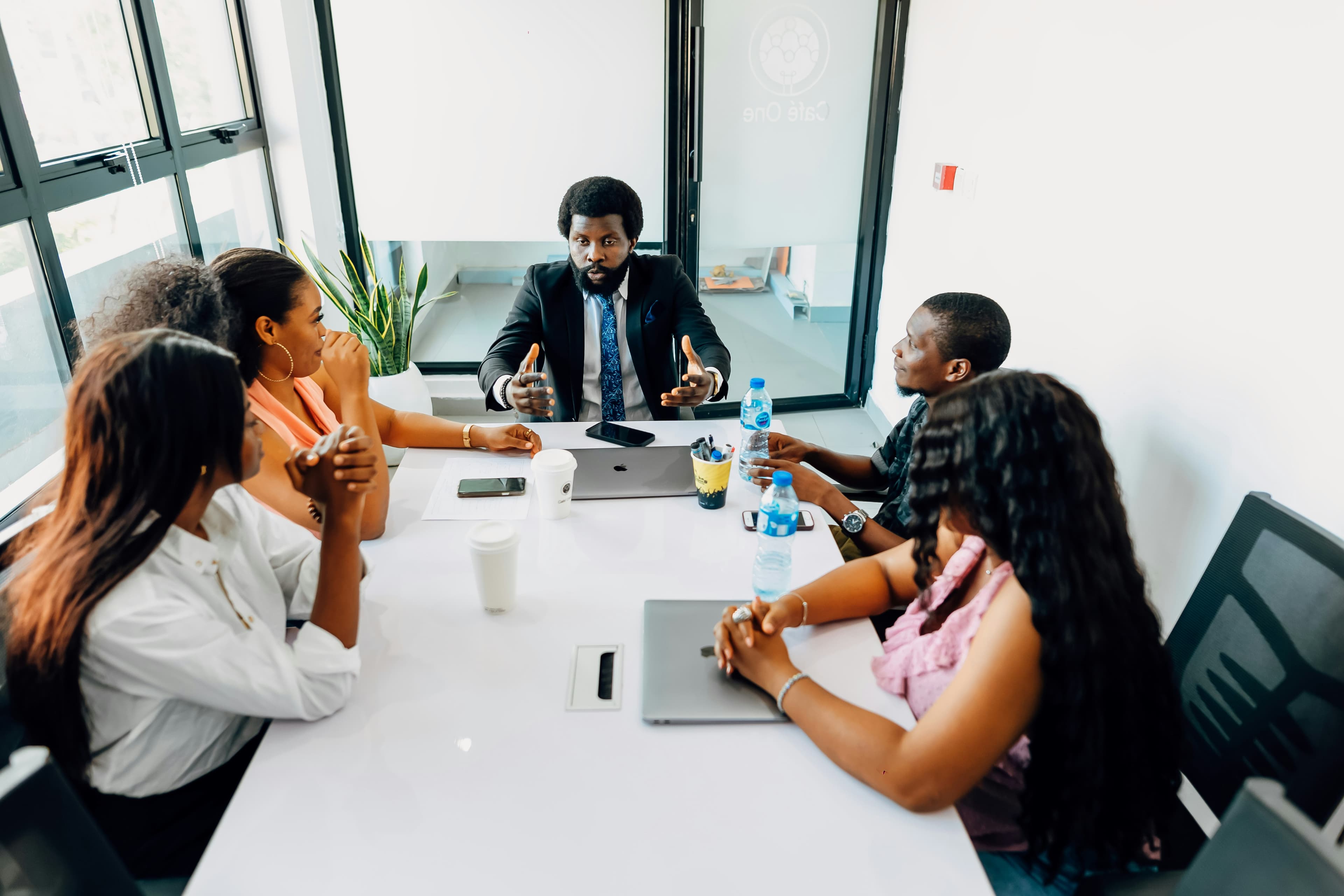 Team collaborating in a meeting room